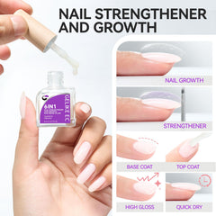 Gelike EC nails before and after reveal ridge-free, stronger surfaces