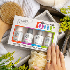 Gelish Foundation Base Gel highlights strong base for durable gel wear and smooth application.