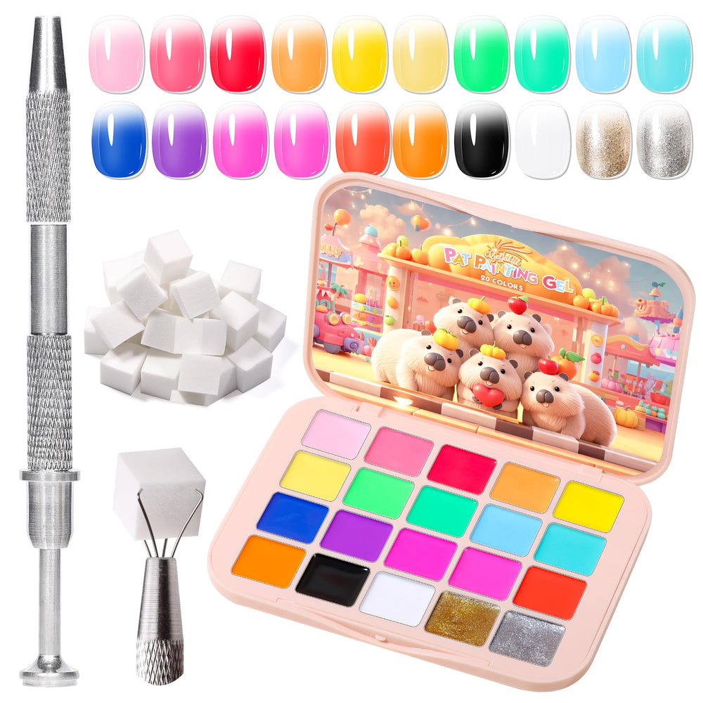 Gellaktik Sponge Pat Painting Gel 20-color ombre palette enables seamless color fades.