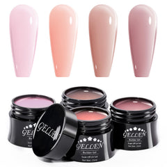 Gellen builder gel kit pink nudes peach four-color set for DIY nail extensions.