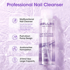 GELLEN nail cleanser pump dispenser in action for one-handed operation
