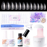 GELLEN 240 almond gel tips close-up for at-home manicure versatility.