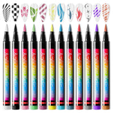 Gembityful Nail Art Pen 12 Color Kit close-up cap set for easy color selection