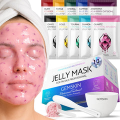 GEMSKIN jelly mask variety pack shown for at-home spa sessions and customizable treatments for different skin moods
