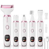 Generic 5-in-1 electric razor for women with detachable heads enables precise grooming.