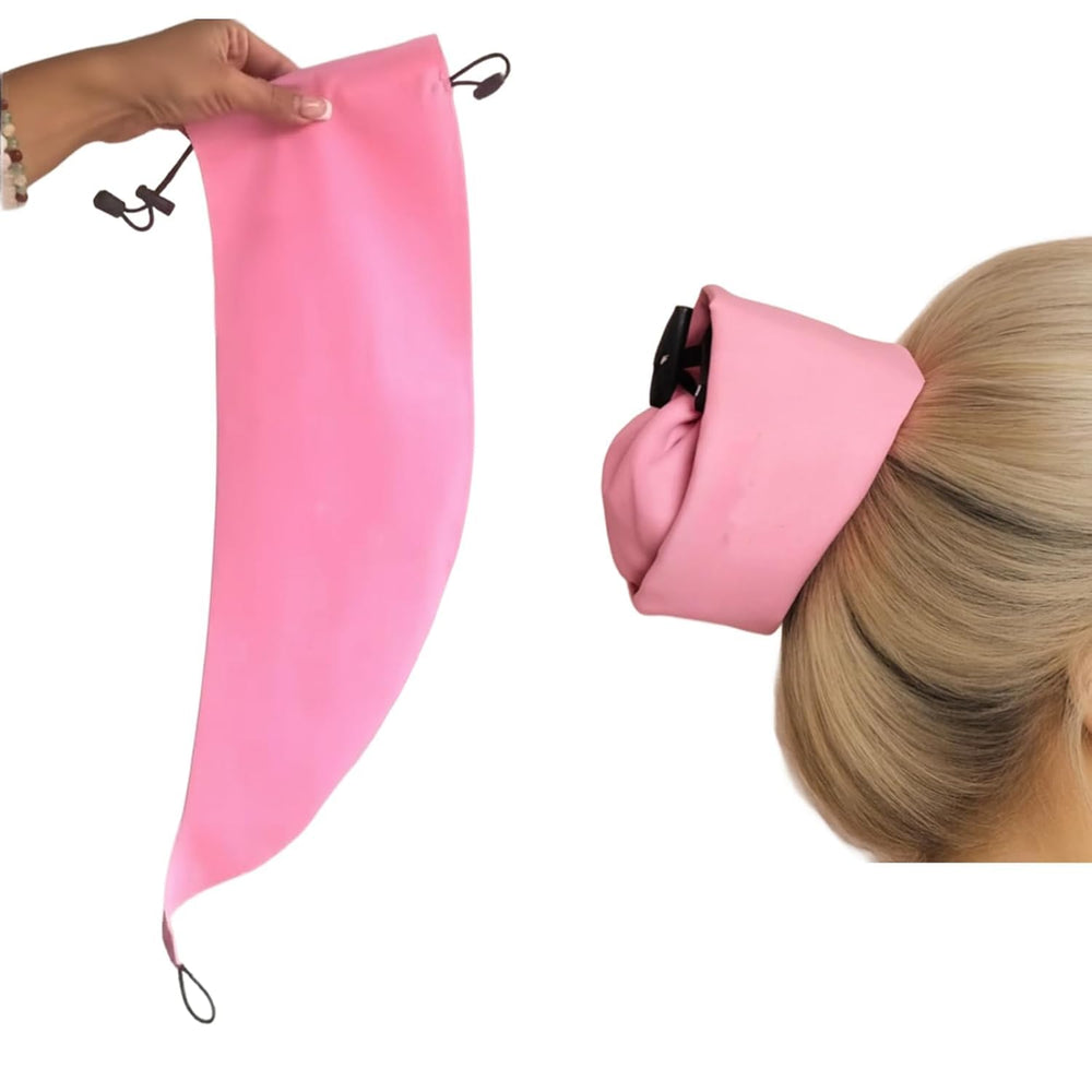 Generic Crown Washing Cap pink close-up demonstrating waterproof protection of styled ends.