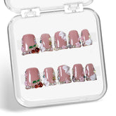 Generic Duck press on nails with 3D cherry design for chic events.
