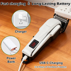 Generic Hair Clipper led-display shows battery status to plan grooming sessions.