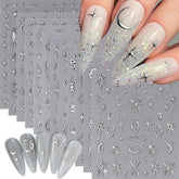 Generic star moon nail stickers pack 1 on nails for quick DIY manicure