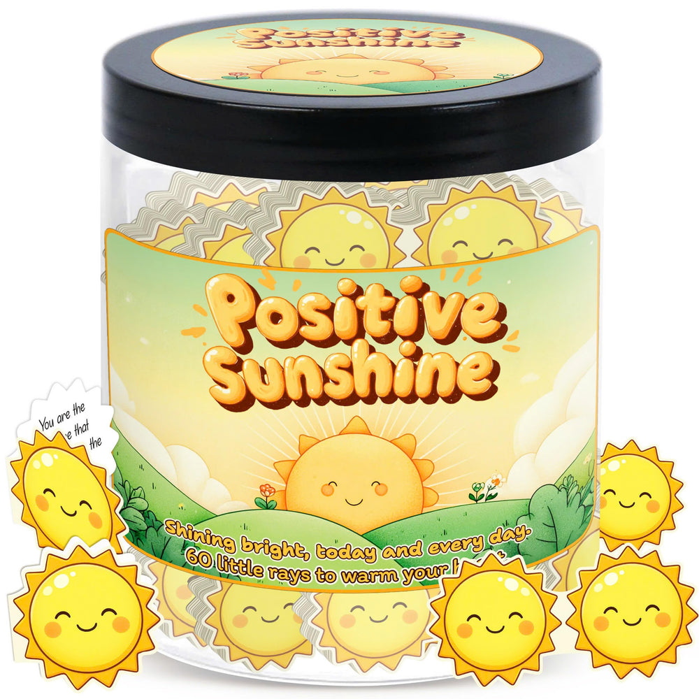 Generic Positive Sunshine Jar cover with sun motif, perfect as a cheerful gift for women and spreading joy.