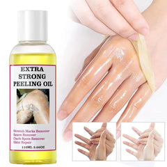 Generic Extra Strong Yellow Peeling Oil pour action demonstrates easy at-home exfoliation.