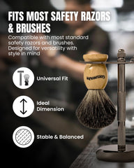 Gentleman Jon shaving stand razor-brush-dryer keeps tools dry and in peak condition.