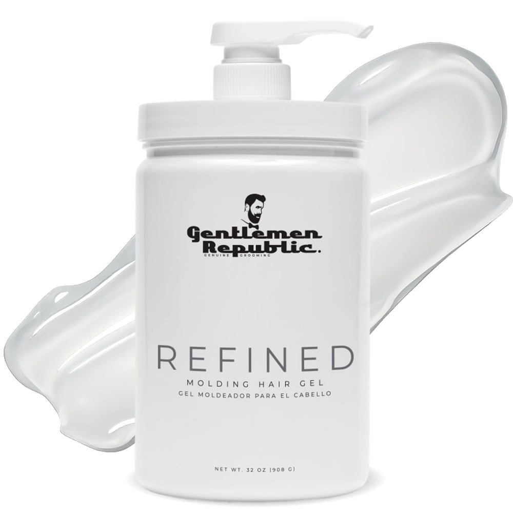 Gentlemen Republic Refined Gel pump bottle ready for controlled application and all-day hold.