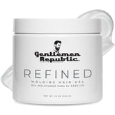 Gentlemen Republic Refined Hair Gel bottle shows humidity-resistant high-hold performance.