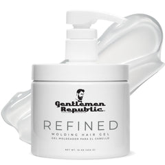 Gentlemen Republic Refined Hair Gel pump bottle for easy application and long-lasting hold