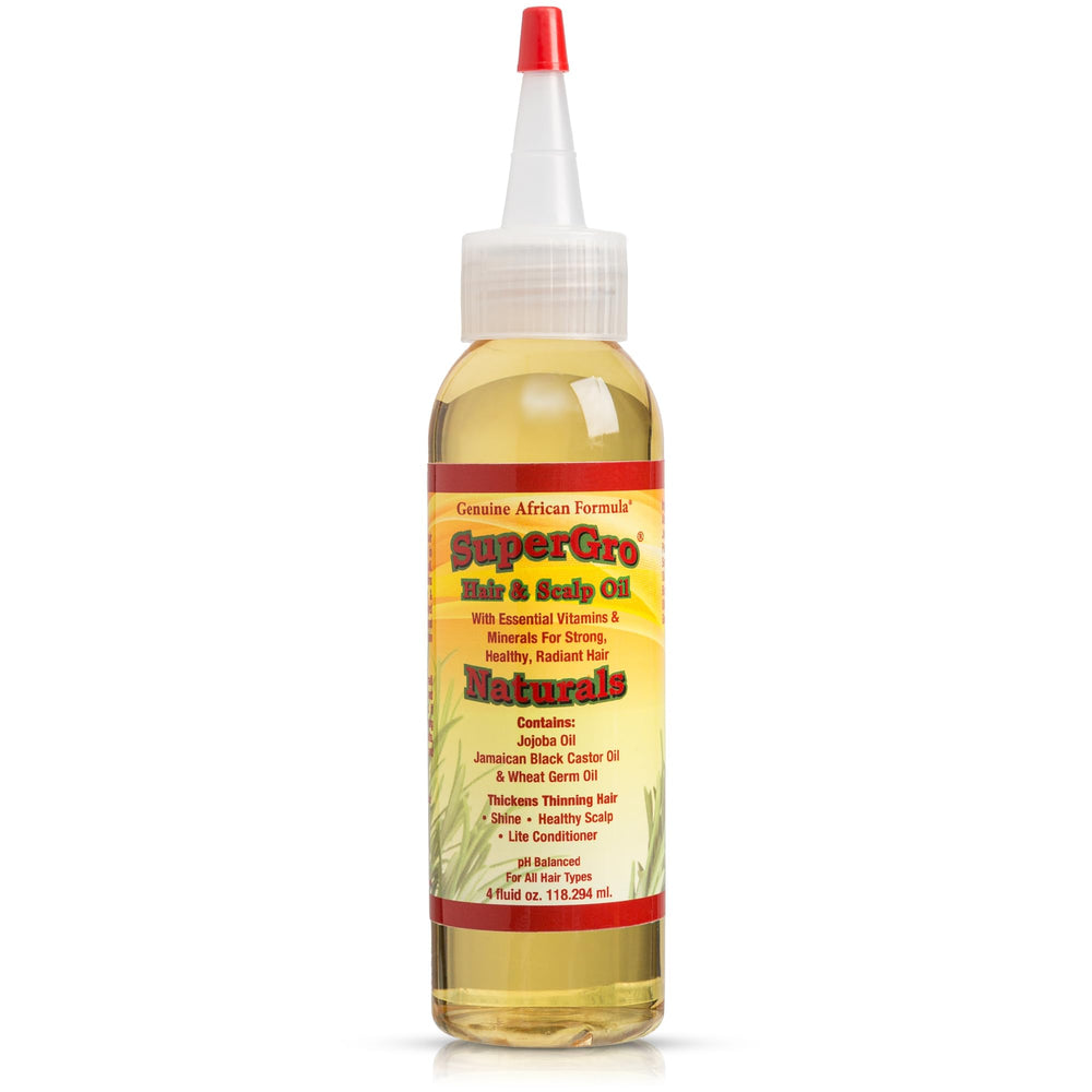 Genuine African Formula SuperGro oil bottle pour for scalp hydration