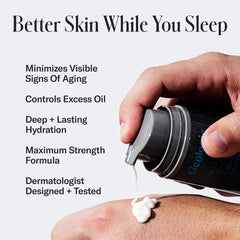 Geologie retinol night cream beside nightstand supporting overnight renewal.