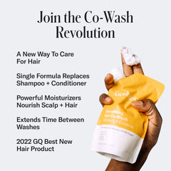 Geologie smoothing hair co-wash eco pouch, eco-friendly packaging with less plastic.