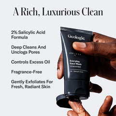 Geologie unscented face wash foam top view for daily cleansing.