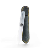 GERmanikure crystal gray glass nail file in suede case for precise shaping of natural nails.