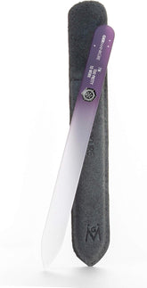GERMANIKURE glass nail file in suede sleeve offers precise, long-lasting shaping.