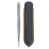 GERmanikure slanted tweezers in leather case for portable precision grooming