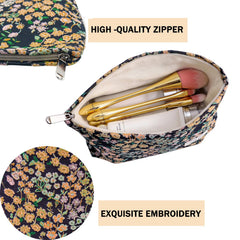 Getgto small floral makeup bag close-up embroidery highlight.