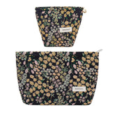 Getgto two-pcs makeup bags with floral pattern help organize travel cosmetics.