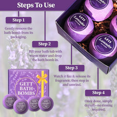 GETT individually wrapped bath bombs emphasize freshness and mess-free use.