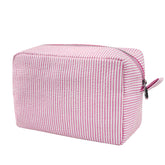 GFU cosmetic bag pink seersucker highlights portable organization for on-the-go styling