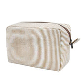 GFU cosmetic bag seersucker brown front view for organized travel