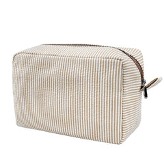 GFU cosmetic bag seersucker brown front view for organized travel