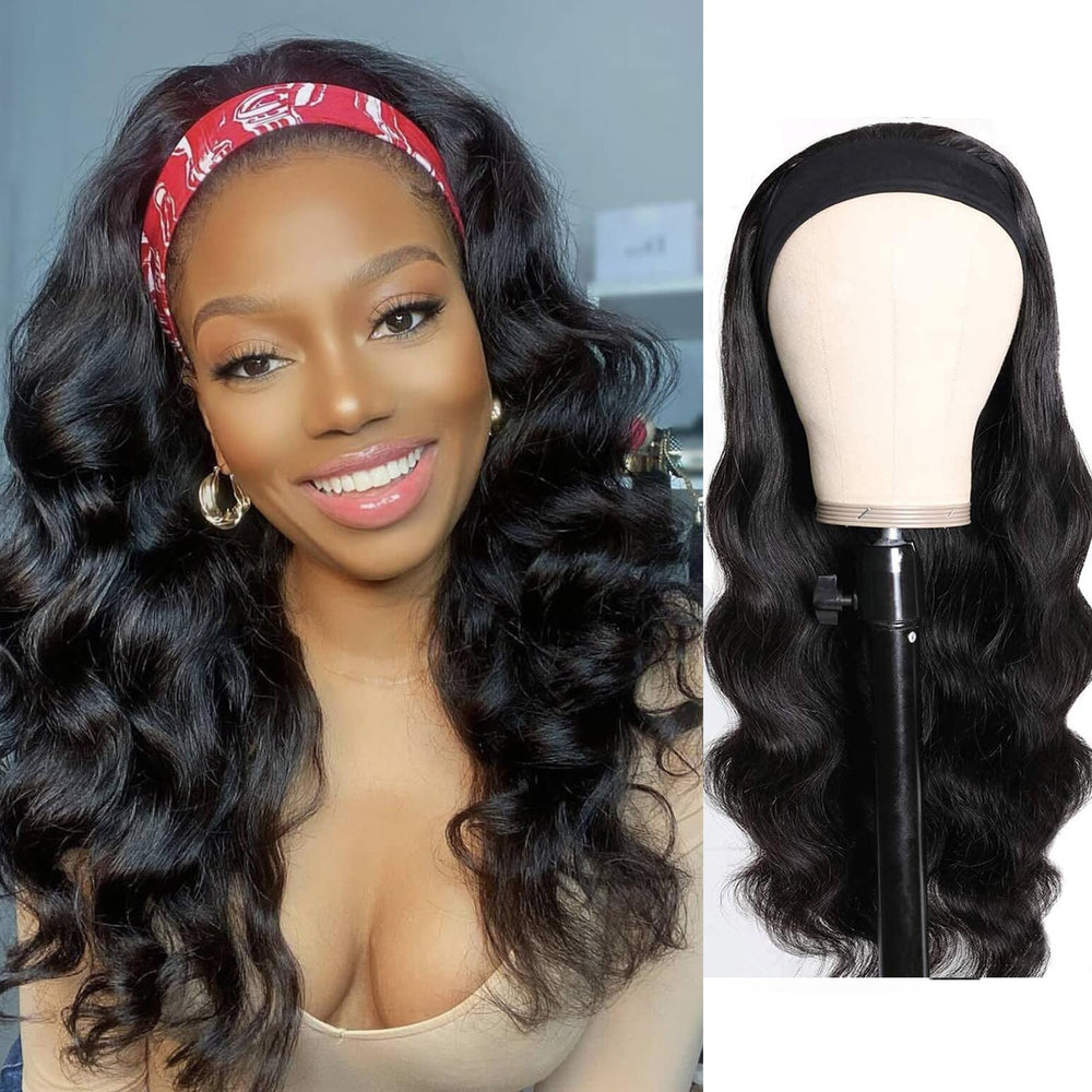 Ghaadd headband wig body wave hair for natural 16-inch look