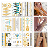GICUNK 9 sheets metallic tattoos dream catcher design for festival glow