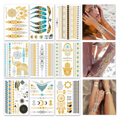 GICUNK 9 sheets metallic tattoos dream catcher design for festival glow