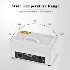 Giff NV-210 dry-heat operation highlights fast, chemical-free tool disinfection between clients.