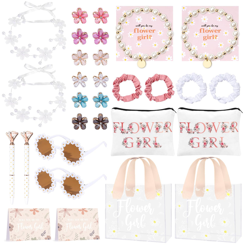 GiftSketch 30Pcs Flower Girl Gift Set box display for two little princesses