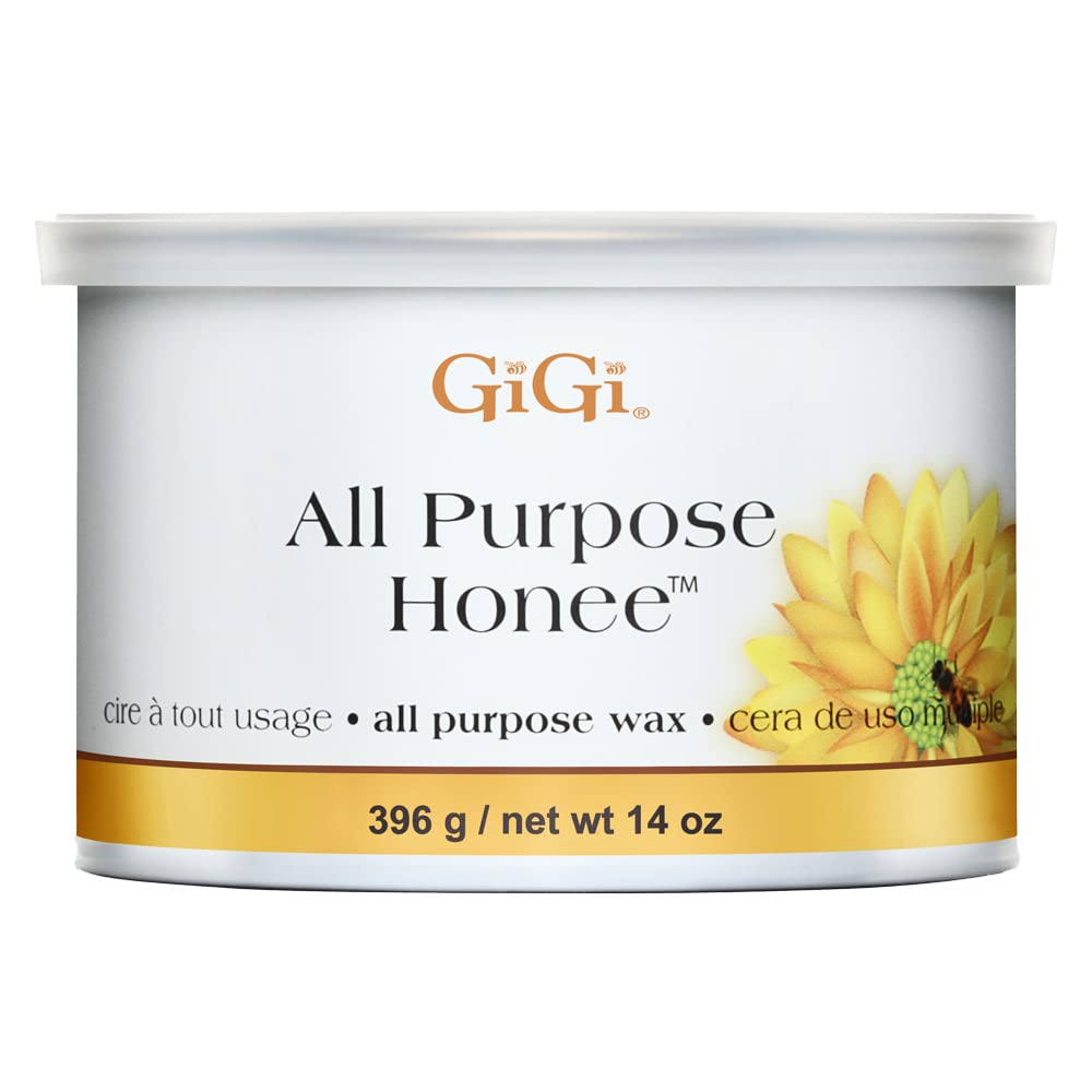 GIGI All Purpose Honee wax jar highlighting honey-infused formula for gentle waxing