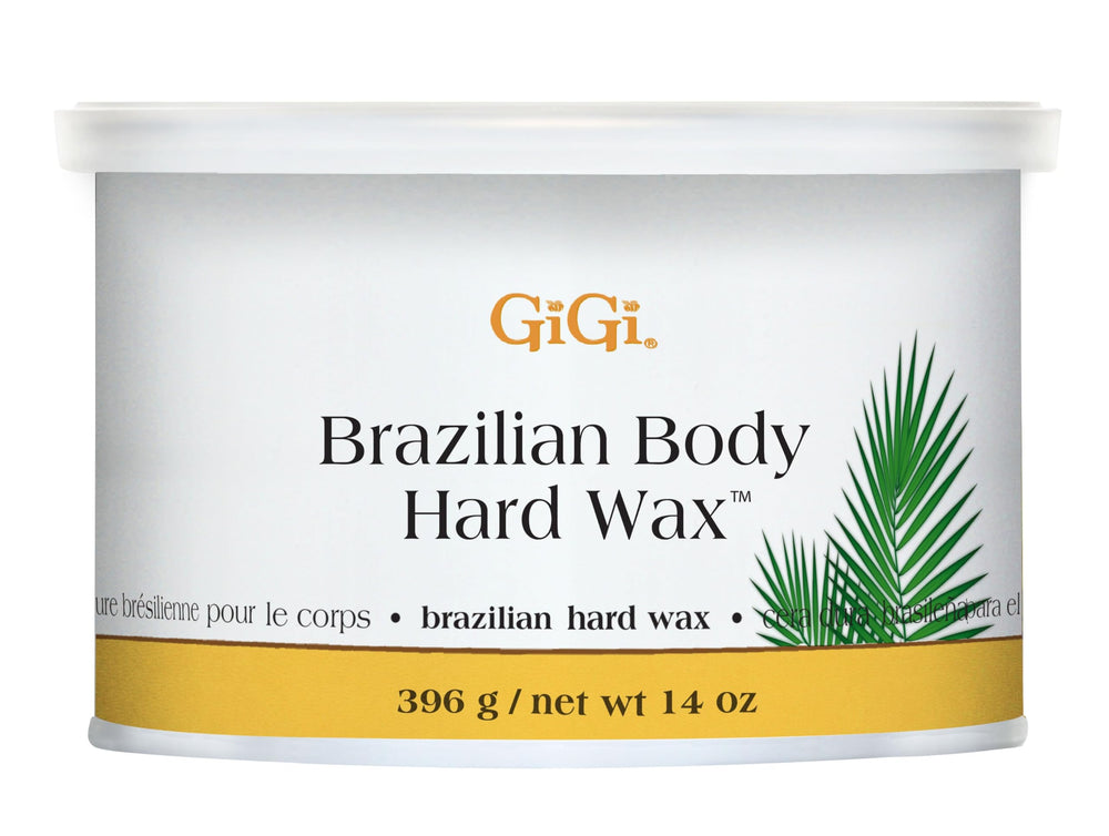 GIGI Brazilian body hard wax container ready for at-home waxing sessions.