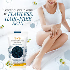GIGI Azulene-infused wax beads for soothing waxing sessions.