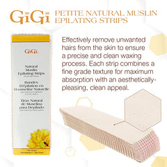 GiGi natural muslin epilating strips large 3x9 close-up showing material texture.