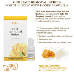 GIGI post-epilation lotion bottle supports residue removal after waxing.