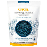 GiGi soothing azulene hard wax beads in a jar; gentle on sensitive skin.