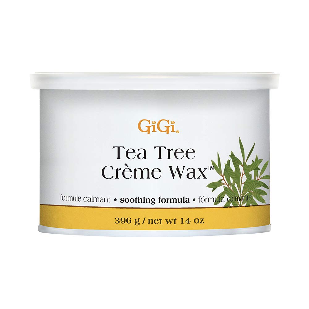 GIGI Tea Tree Creme Wax bottle pour for controlled warming and smooth at-home waxing