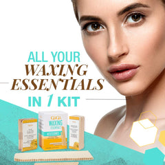GIGI waxing kit shown for face and body areas in home use.