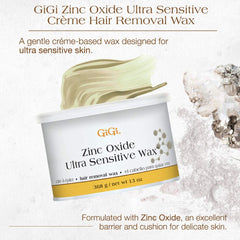 GIGI Zinc Oxide wax warmer illustrating gentle, skin-friendly hair removal.