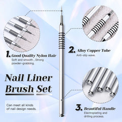 Giifnonnt nylon hair brushes provide soft, flexible tips for accurate designs.