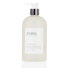 Gilchrist & Soames Zero% shower gel bottle front showing gentle cleansing for all skin types