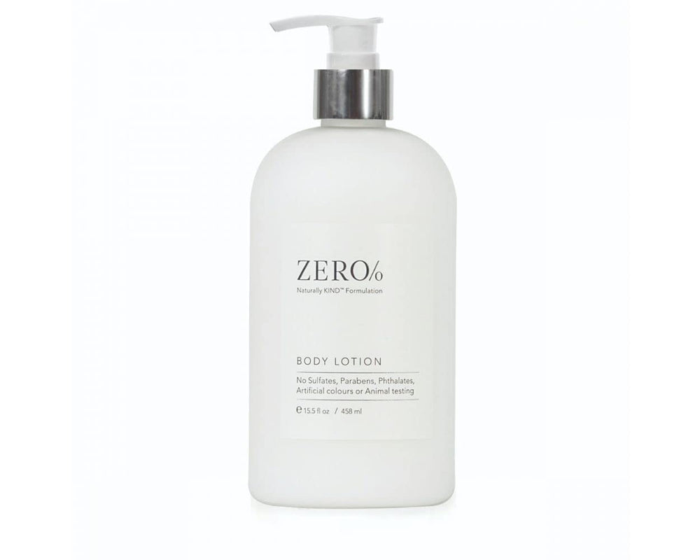 Gilchrist & Soames Zero% Unisex Body Lotion bottle front view with 15oz size and nourishment.