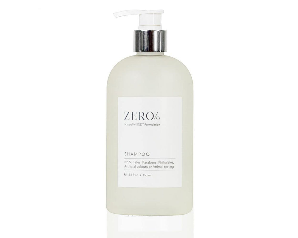 Gilchrist & Soames Zero% shampoo bottle pour offers a gentle, sulfate-free cleanse for all hair types.